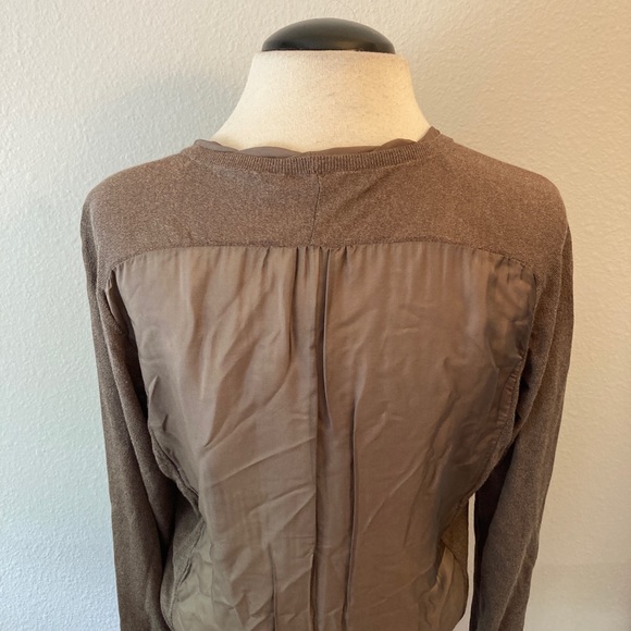 NWT ALPHA Massimo Rebecchi Brown Thin Knit Sheer Silk Back Cardigan Size 46 - Picture 6 of 12
